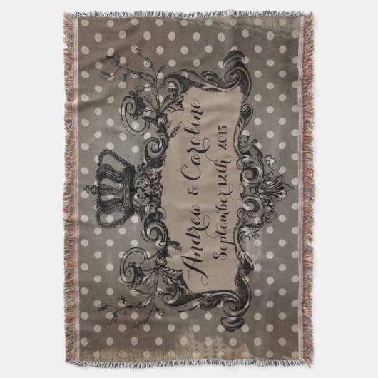 点の投球のパーソナライズな結婚式の王室のな王冠 スローブランケット (正面縦)