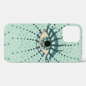 点の抽象芸術のサイケデリックな芸術の風変わりな青い目 Case-Mate iPhoneケース (裏面 (横))