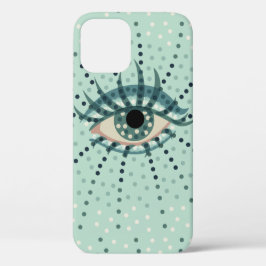 点の抽象芸術のサイケデリックな芸術の風変わりな青い目 iPhone 12ケース