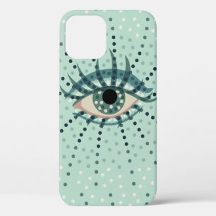 点の抽象芸術のサイケデリックな芸術の風変わりな青い目 iPhone 12ケース