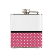 点の紫色のバラのシェブロンのかわいいピンクの弓および名前 フラスク (裏面)