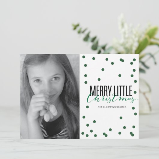点の緑のお祝いの休日の写真カード シーズンカード (スタンド正面)
