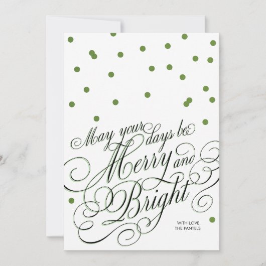 点の緑の原稿の休日カード シーズンカード (正面)