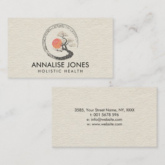 点の芸術のEnsoの円および盆栽の木 名刺 (正面/裏面)