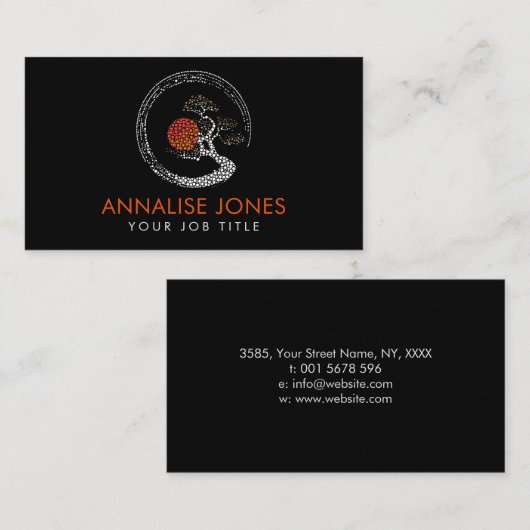 点の芸術のEnsoの円および盆栽の木 名刺 (正面/裏面)