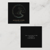 点の芸術のEnsoの円の盆栽の木の大理石および金ゴールド スクエア名刺 (正面/裏面)