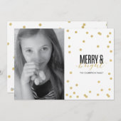 点の金ゴールドのお祝いの休日の写真カード シーズンカード (正面/裏面)