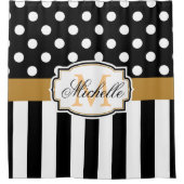 点は縞で飾り、 シャワーカーテン (正面)