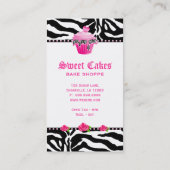 点を凍らすベーカリーのシマウマのローズピンクのカップケーキのハート 名刺 (裏面)