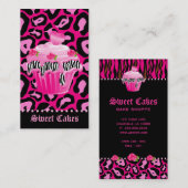 点を凍らすベーカリーのヒョウのローズピンクのカップケーキのハート 名刺 (正面/裏面)