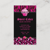 点を凍らすベーカリーのヒョウのローズピンクのカップケーキのハート 名刺 (裏面)
