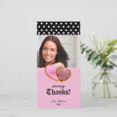 点を打ちますレースのハートのクッキーの菓子16にありがとう サンキューカード (スタンド正面)