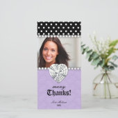 点を打ちますレースの真珠の宝石の菓子16の紫色にありがとう サンキューカード (スタンド正面)