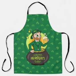 点を持つ金ゴールドのポットの漫画レプレシャン エプロン