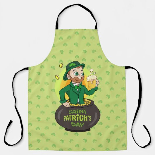 点を持つ金ゴールドのポットの漫画レプレシャン エプロン (正面)