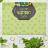 点を持つ金ゴールドのポットの漫画レプレシャン キッチンタオル (折り畳み)