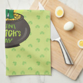 点を持つ金ゴールドのポットの漫画レプレシャン キッチンタオル (四つ折り)