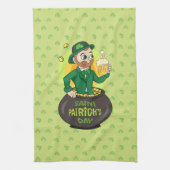 点を持つ金ゴールドのポットの漫画レプレシャン キッチンタオル (縦)