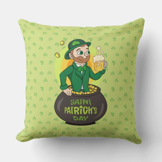 点を持つ金ゴールドのポットの漫画レプレシャン クッション (正面)