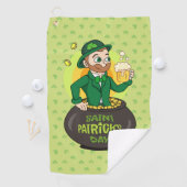 点を持つ金ゴールドのポットの漫画レプレシャン ゴルフタオル (インサイチュ)