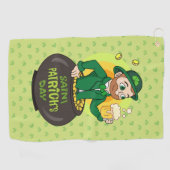 点を持つ金ゴールドのポットの漫画レプレシャン ゴルフタオル (横)