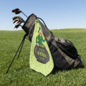 点を持つ金ゴールドのポットの漫画レプレシャン ゴルフタオル (グリーン)