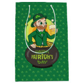 点を持つ金ゴールドのポットの漫画レプレシャン ミディアムペーパーバッグ (正面)