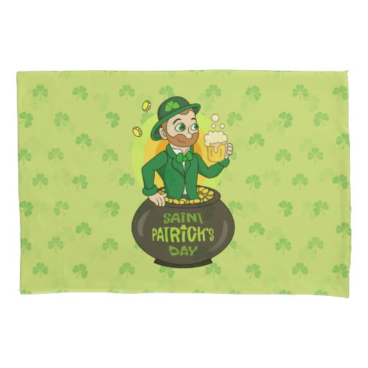 点を持つ金ゴールドのポットの漫画レプレシャン 枕カバー (正面)