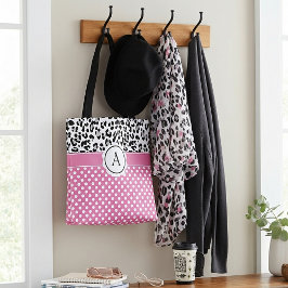 点ガーリーと動物のプリントモノグラムのトートバッグ トートバッグ