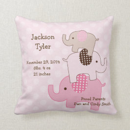 「点パーソナライズされたのついた積み重ねゾウ」枕 クッション