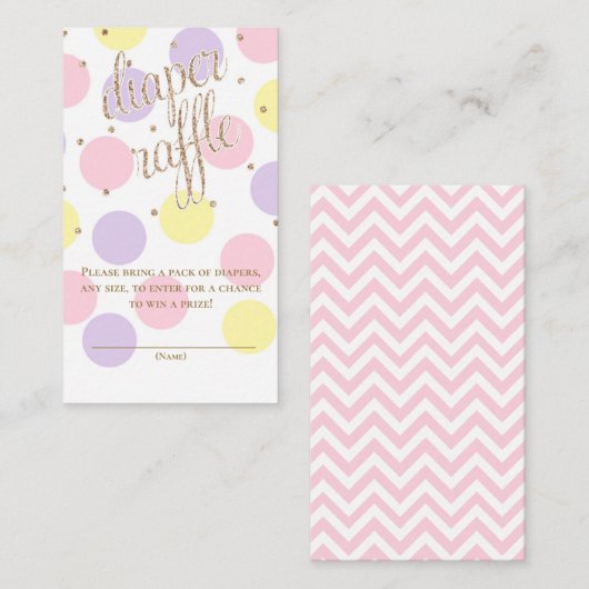点及びグリッター-ベビーシャワーのおむつのラッフルのチケット エンクロージャーカード (正面/裏面)