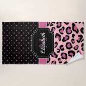 点及びヒョウのプリント ビーチタオル (正面)