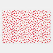 点在する赤いハート（ピンク） ラッピングペーパーシート (正面3)