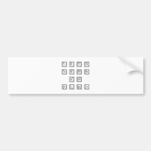 点字コンピューター鍵番号 バンパーステッカー (正面)