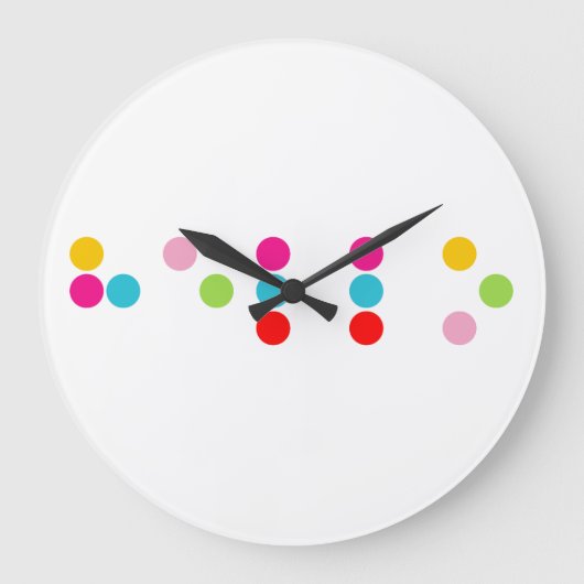 点字盲語文字hello文字 ラージ壁時計 (正面)