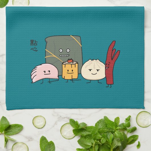 点心のポークBao Shaomaiの中国のなゆで団子のパンのパン キッチンタオル (折り畳み)