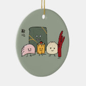 点心のポークBao Shaomaiの中国のなゆで団子のパンのパン セラミックオーナメント (右)