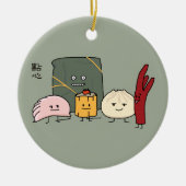 点心のポークBao Shaomaiの中国のなゆで団子のパンのパン セラミックオーナメント (正面)