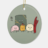 点心のポークBao Shaomaiの中国のなゆで団子のパンのパン セラミックオーナメント (左)