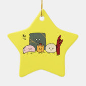 点心のポークBao Shaomaiの中国のなゆで団子のパンのパン セラミックオーナメント (正面)