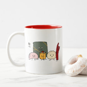 点心のポークBao Shaomaiの中国のなゆで団子のパンのパン ツートーンマグカップ