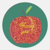 点描画のリンゴのステッカー Thank you ラウンドシール (正面)