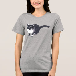 点描画の可愛い黒白ネコTシャツ トライブレンドTシャツ