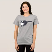 点描画の可愛い黒白ネコTシャツ トライブレンドTシャツ (正面全面)