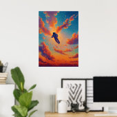 点描画の浮遊する人物 夢の空 ポスター (ホームオフィス)