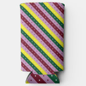 点数々の付きストライプの模様 スリム缶クーラー (正面)