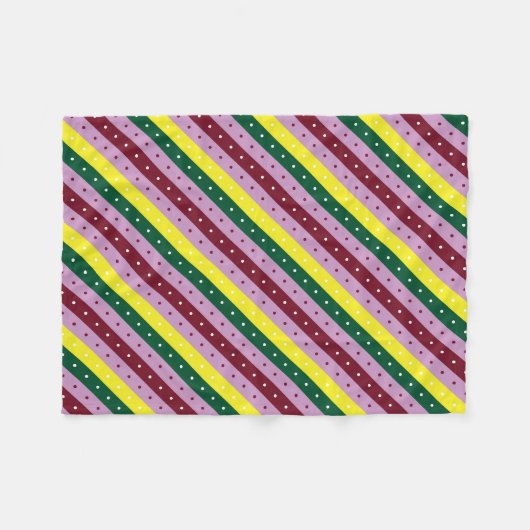 点数々の付きストライプの模様 フリースブランケット (正面(横))