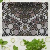 点曼荼羅花茶色と白 キッチンタオル (折り畳み)