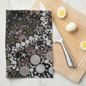点曼荼羅花茶色と白 キッチンタオル (四つ折り)