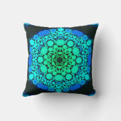 点曼荼羅花青と緑 クッション (裏面)